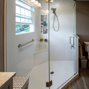 Corian Solid Surface Walk-In Shower - Primary Bathroom