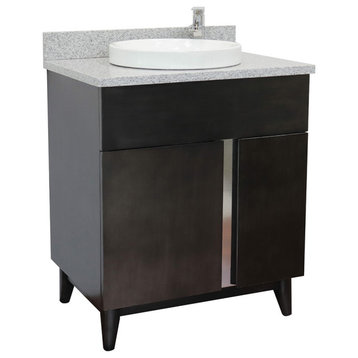 31" Single Vanity, Silvery Brown Finish With Gray Granite Top