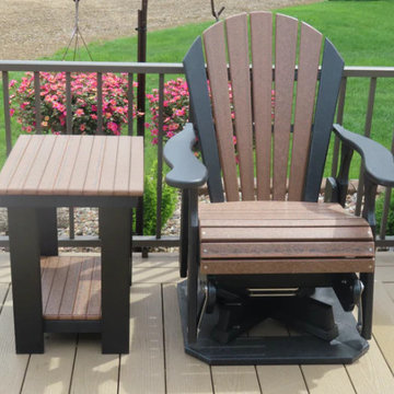 DUTCH BOY ASSEMBLED POLY FURNITURE 1 ADIRONDACK SWIVEL GLIDER CHAIRS & TABLE