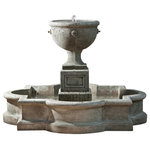 Campania International - Navonna Outdoor Water Fountain - The Navonna Outdoor Water Fountain integrates both visual elegance and the relaxing sound of falling water to create a charming focal point that casts a soothing ambiance wherever it is placed. It features a bubbler effect at the top of the urn along with four spigots that provide a consistent flow of water into the pool below. Crafted from durable cast stone, the Navonna Outdoor Water Fountain is built to last.