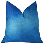 Plutus Brands - Electric Azure Blue Handmade Luxury Pillow, 20"x20" - Add eloquence within any formal setting with this opulent design plutus electric azure blue handmade luxury pillow. The fabric is a blend of Polyester.