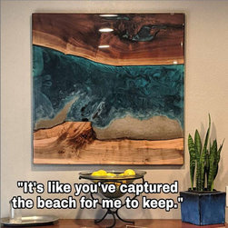 Large Beach Resin Wall Art - Mixed Media Art