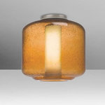 Besa Lighting - Besa Lighting NILES10AOC-SN Niles 10 - One Light Semi-Flush Mount - The Niles Amber is composed of a broad transparent amber glass cylinder, with an interesting bubble pattern blown randomly throughout the glass and exposed light source. The pleasing play of light through the bubble accents make for a striking affect, along with the popular theme of this transitionally designed pendant. The semi-flush fixture is equipped with a socket on a low profile flat canopy, with machined and plated glassholder hardware. These stylish and functional luminaries are offered in a beautiful brushed Bronze finish.  Canopy Included: TRUE  Shade Included: TRUE  Canopy Diameter: 5.5 x 5.5Niles 10 One Light Semi-Flush Mount Satin Nickel Amber Bubble/Opal GlassUL: Suitable for damp locations, *Energy Star Qualified: n/a  *ADA Certified: n/a  *Number of Lights: Lamp: 1-*Wattage:60w Medium Base bulb(s) *Bulb Included:No *Bulb Type:Medium Base *Finish Type:Satin Nickel