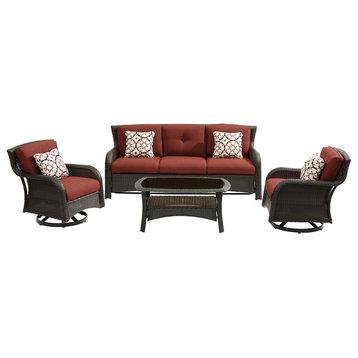 Corrolla 4-Piece Lounge Set, Sofa, 2 Gliders, Table, Crimson Red
