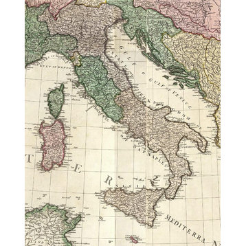 Map of the Mediterranean, 1785, Peel & Stick Removable Wall Decal