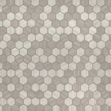 MSI SMOT-GLS-6MM 2" x 2" Hexagon Mosaic Tile - Glossy Glass - Silva Oak