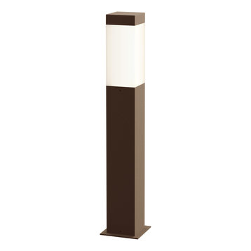 Inside Out Square Column 22" LED Bollard, Textured Bronze, White Polycarb.