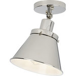 Progress Lighting - Hinton 1-Light Polished Nickel Vintage Flush Mount Ceiling Light - Embrace stylish simplicity with the Hinton Collection 1-Light Polished Chrome Vintage Semi-Flush Mount Ceiling Light.