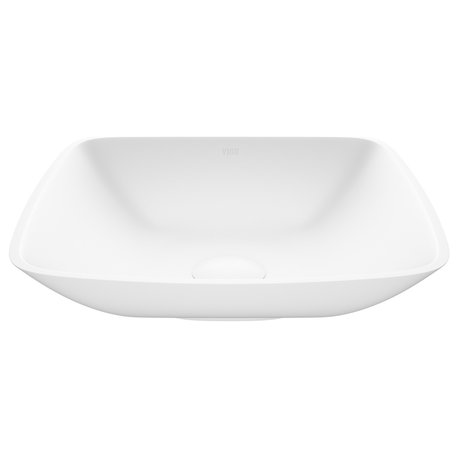 VIGO Hyacinth 14"L x 14"W x 4"H Matte Stone Square Bathroom Vessel Sink