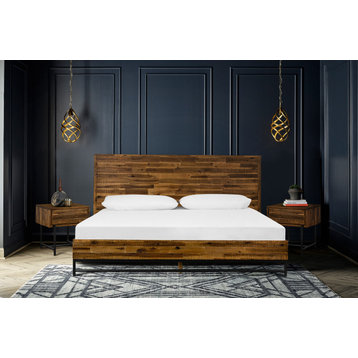 Cusco 3-Piece Acacia King Bed and Nightstands Bedroom Set