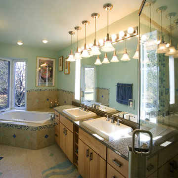 Long narrow master bathroom