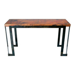Steel Strap Console Table with Hammered Copper Top by Prima - Side Tables And End Tables