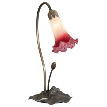 16 High Pink/White Pond Lily Mini Lamp
