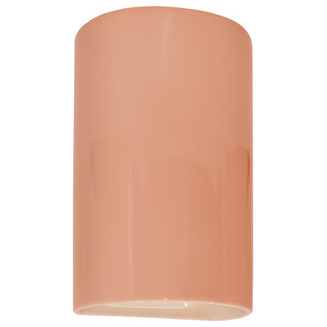 Ambiance Large Cylinder Wall Sconce, Open Top & Bottom, Gloss Blush, LED