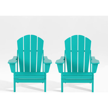 WestinTrends 2PC Outdoor Folding Adirondack Chair Set, Fire Pit Lounge Chairs, Turquoise