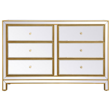 Elegant Reflexion Dresser With 6 Drawers MF72017G Antique Gold