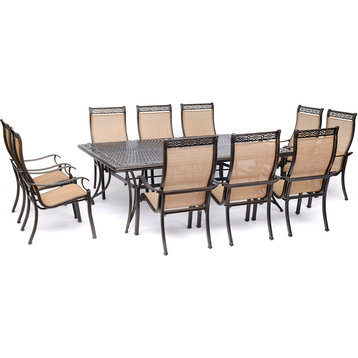 Manor 11-Piece Dining Set With Sling Chairs and Extra-Large Dining Table
