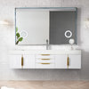 73 Inch White Floating Single Sink Bathroom Vanity Gold Metal Base, James Martin