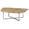 50" Wide Coffee Table Natural Onyx Stone Stainless Steel Base
