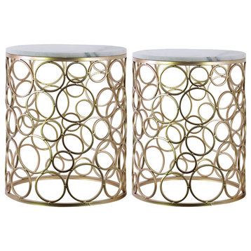 Urban Trends Metal Accent Table 2-Piece Set, Champagne