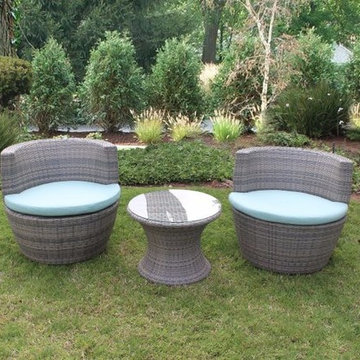 Cocoon Outdoor Wicker Swivel Chat Set