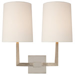Visual Comfort & Co. - Ojai Large Double Sconce in Polished Nickel with Linen Shade - Bulbs Included: No
