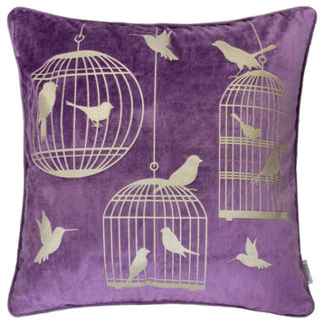 Furniture of America Brantley Fabric Throw Pillow in Purple (Set of 2)