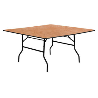 Flash Furniture Folding Banquet Table with Metal Edges: Round Heavy Duty Birchwood 48