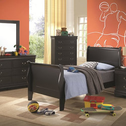 COASTER 201071T-S4 LOUIS PHILIPPE BLACK 4 PCS TWIN BEDROOM SET - Kids Bedroom Furniture Sets