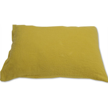 Stone Washed Bed Linen Pillow Case, Citrine, Euro Sham