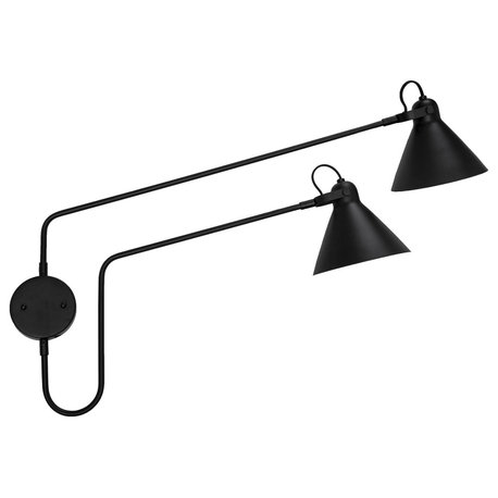 Modern 2-Light Metal Articulating Wall Sconce, Black
