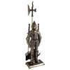 3-Piece Medieval Knight Cast Iron Statue Fireplace Tool Set