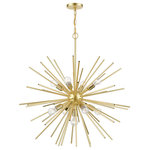 Livex Lighting - Tribeca 9 Light Soft Gold With Polished Brass Accents Foyer Pendant Chandelier - The Tribeca large nine light foyer pendant chandelier will become an attention-grabbing feature in your modern home decor. The soft gold finish with polished brass finish accents grace the design with elegance and charm, providing a traditional quality to the appearance. The iron pipe rods gives the pendant chandelier a sleek and attractive style.
