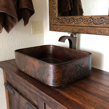 19" Rectangle Tub Hand Forged Old World Copper Vessel Sink (PVTREC19DB)