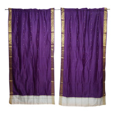 Mogul Interior - 2 Purple Sheer Sari Panel Rod Pocket Curtain Drapes 84x44 - Curtains