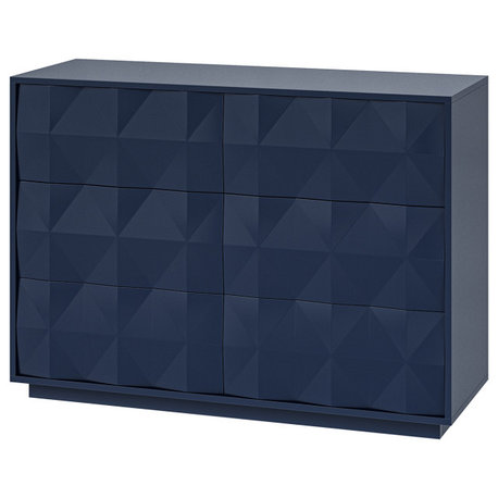 50"W Modern-Style 6-Drawer Dresser, Navy