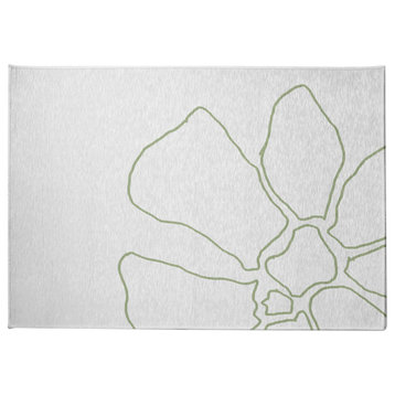 Petal Lines Spring Chenille Rug, Green/White, 8'x10'