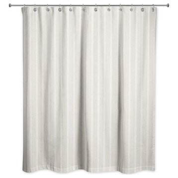 Cream and White Ticking Stripe 71x74 Shower Curtain