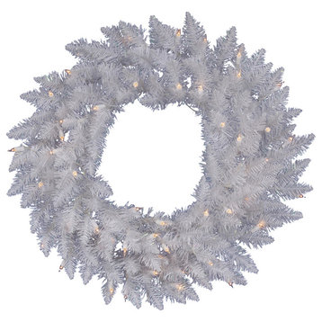 Vickerman Sparkle White Wreath, 100 LED White, 48"