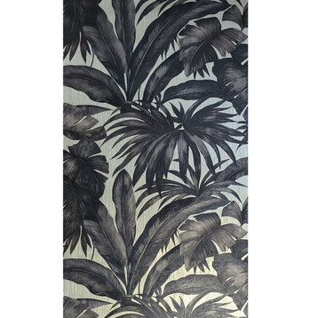 Brass Gold Black Banana Leaf Palm Leaves Tropical Textured Wallpaper, 27inc X 33 Ft