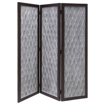 Versatile Dark Wood Three Panel Room Divider Screen