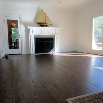 SAG HARBOR: RED OAK INSTALLED IN NEW EXTENSION/REFINISH ENTIRE HOME DARK WALNUT