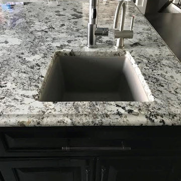 Amish Custom Cabinets- Antique White with Coco Glaze and Maple Espresso