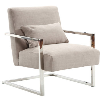 Skyline Accent Chairs - Gray, Linen, Brushed Steel