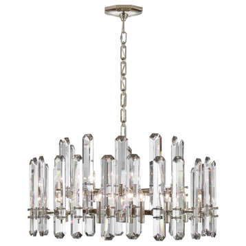 Bonnington Large Chandelier in Polished Nickel with Crystal