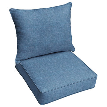 Blue Outdoor Deep Seating Pillow and Cushion Set, 23x25x5