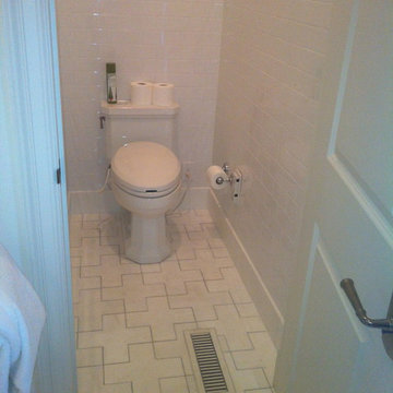 Master bath renovation with hand-cut marble