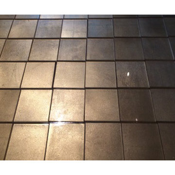Glass Fabrication - Custom Gold Gilded Glass Wall Tiles.