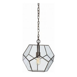 Arteriors Tenley Small Bronze Iron/Glass Faceted Pendant - Pendant Lighting
