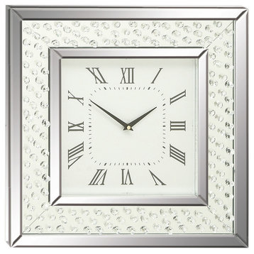 Glam Silver Wooden Wall Clock 87306